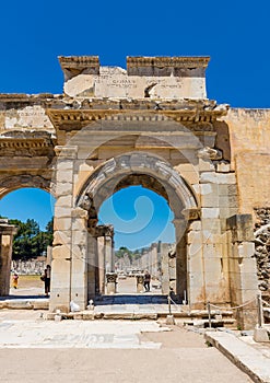 4th century BC Gate of the Agora in the Ancient Greek City Of Ephesus, Turkey.