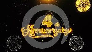 4th Happy Anniversary Wishes Greetings card, Invitation, Celebration Firework Looped