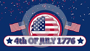 4th of July 1776 animated sticker using two flags