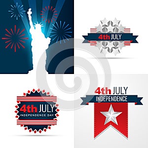 4th of july american independence day background set