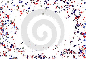 4th of July American Independence Day decorations stars confetti isolated frame