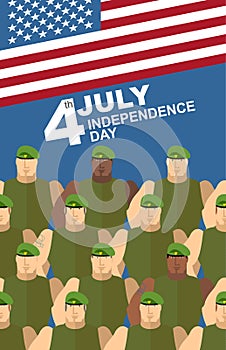 4th july. American independence day. Soldiers in Green Berets