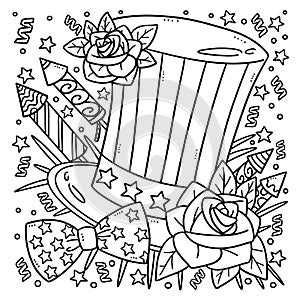 4th Of July American Top Hat Coloring Page
