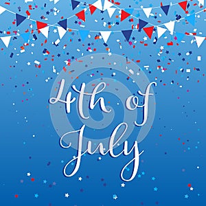 4th july background with flags and confetti