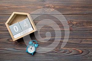 4th of July calendar. Independence day reminder concept. Wooden calendar with 4th july date. Americas independence day