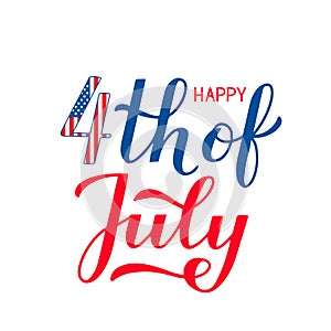 4th of July calligraphy hand lettering isolated on white. USA Independence Day celebration poster. Easy to edit vector template