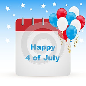 4th of july day calendar