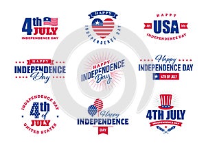 4th of July emblems, labels and badges set