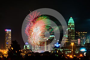 4th of july firework over charlotte skyline