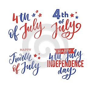 4th of July. Happy Independence day calligraphy