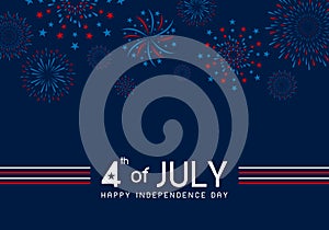 4th of july Happy Independence day design of fireworks on blue background vector illustration