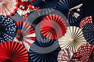 4th of July holiday celebration paper fan background. Generative ai