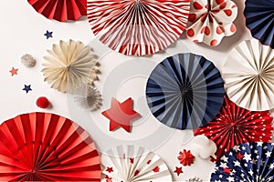 4th of July holiday celebration paper fan background. Generative ai