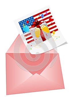 4th July Illustration with photo and envelop