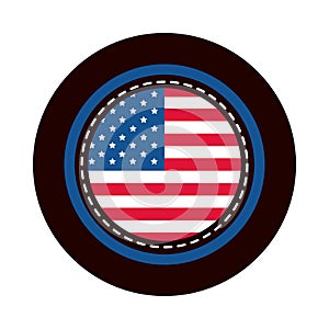 4th of july independence day, american flag round sticker design block and flat style icon