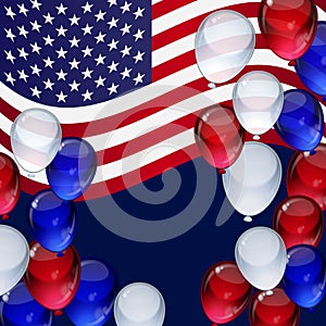 4th July Independence day background with ballons, striped