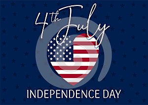 4th July - Independence day background with stars and stripes in heart