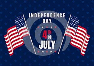 4th July - Independence Day background with waving American flags