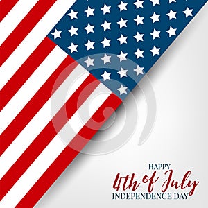 4th of July Independence day celebration banner. USA national holiday design concept with a flag.