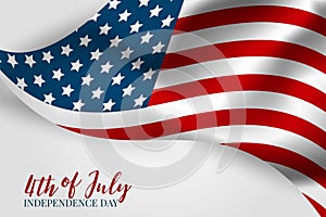 4th of July Independence day celebration banner. USA national holiday design concept with a waving flag.