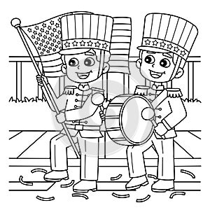 4th of July Parade Coloring Page for Kids