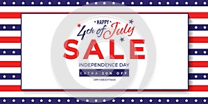 4th of july sale promotion design template with american flag colors