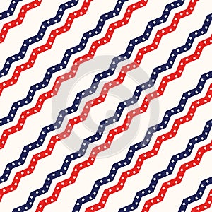 4th of July Stars Abstract Seamless Pattern, colored as USA Flag. Vector Illustration of Stars Background for Celebration Holiday