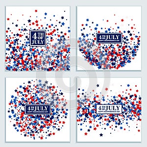 4th of July stars background set in traditional American colors - red, white, blue