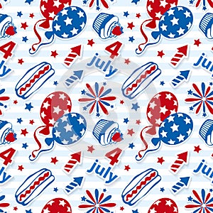 4th july stickers seamless background