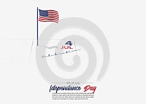 4th of July. United State of America Independence day. Flag of USA on the calendar marked date Patriotic holiday. Vector