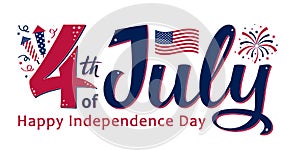 4th of July, United Stated independence day. Template design for poster, banner, postcard, flyer, greeting card