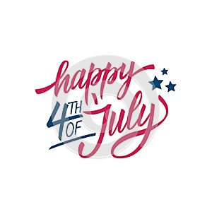 4th of July, United States Happy Independence Day calligraphic lettering design celebrate card template.