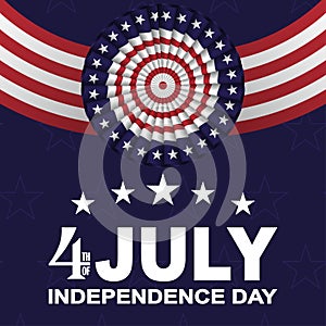 4th of July, USA Independence day background with fans in colors of American flag with stars and stripes. Vector.
