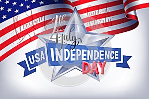 4th july USA independence day banner with american flag