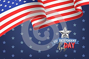 4th july USA independence day banner with american flag