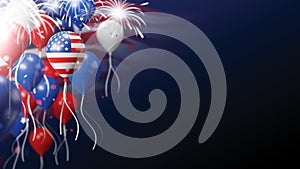 4th of july usa independence day banner design of balloon with american flag 3D render