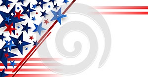 4th of july USA independence day banner design of stars on white background with copy space vector illustration