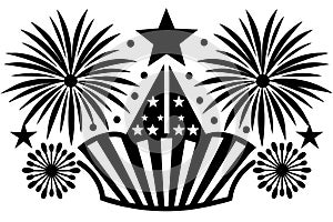 4th of July Vector Illustration Silhouetted white background