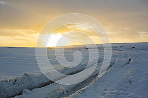 4WD Icelandic road going through snow