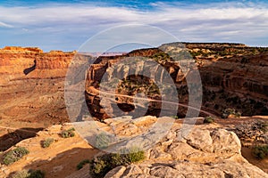 4WD road along cliffs of Shafer Canyon, Canyonlands National Park