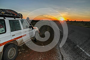 4WD at sunset