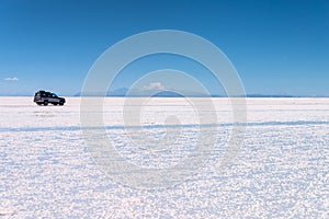 4x4 car in Salar de Uyuni Uyuni salt flats, Potosi Bolivia