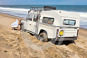 4x4 car stuck in the sand