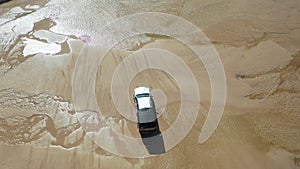 4x4 car truck at Lencois Maranhenses Brazil. Tropical scenery. Northeast Brazil.