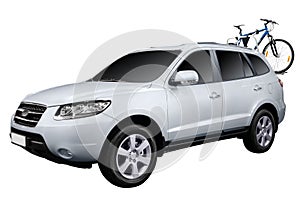 4x4 suv with bicycle isolated