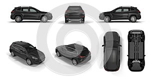 4x4 suv car renders set from different angles on a white. 3D illustration