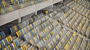 5 in 1 video. Rows of seats in the stadium. Vertical and horizontal panorama.