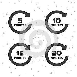 5, 10, 15 and 20 Minutes rotation icons. Timer symbols