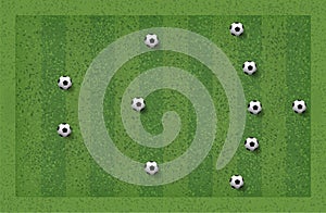 5-3-2 Soccer game tactic. Layout position for coach. Vector.