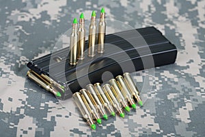 5.56 mm cartridges on US ARMY uiniform